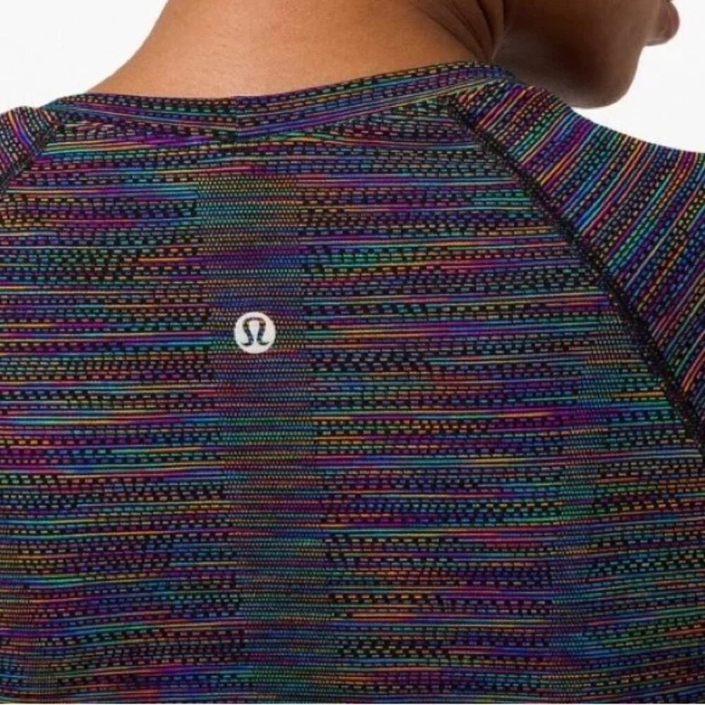 Lululemon Swiftly Tech Short Sleeve 2.0 Rainbow Multi Black Size 6 - Picture 2 of 7